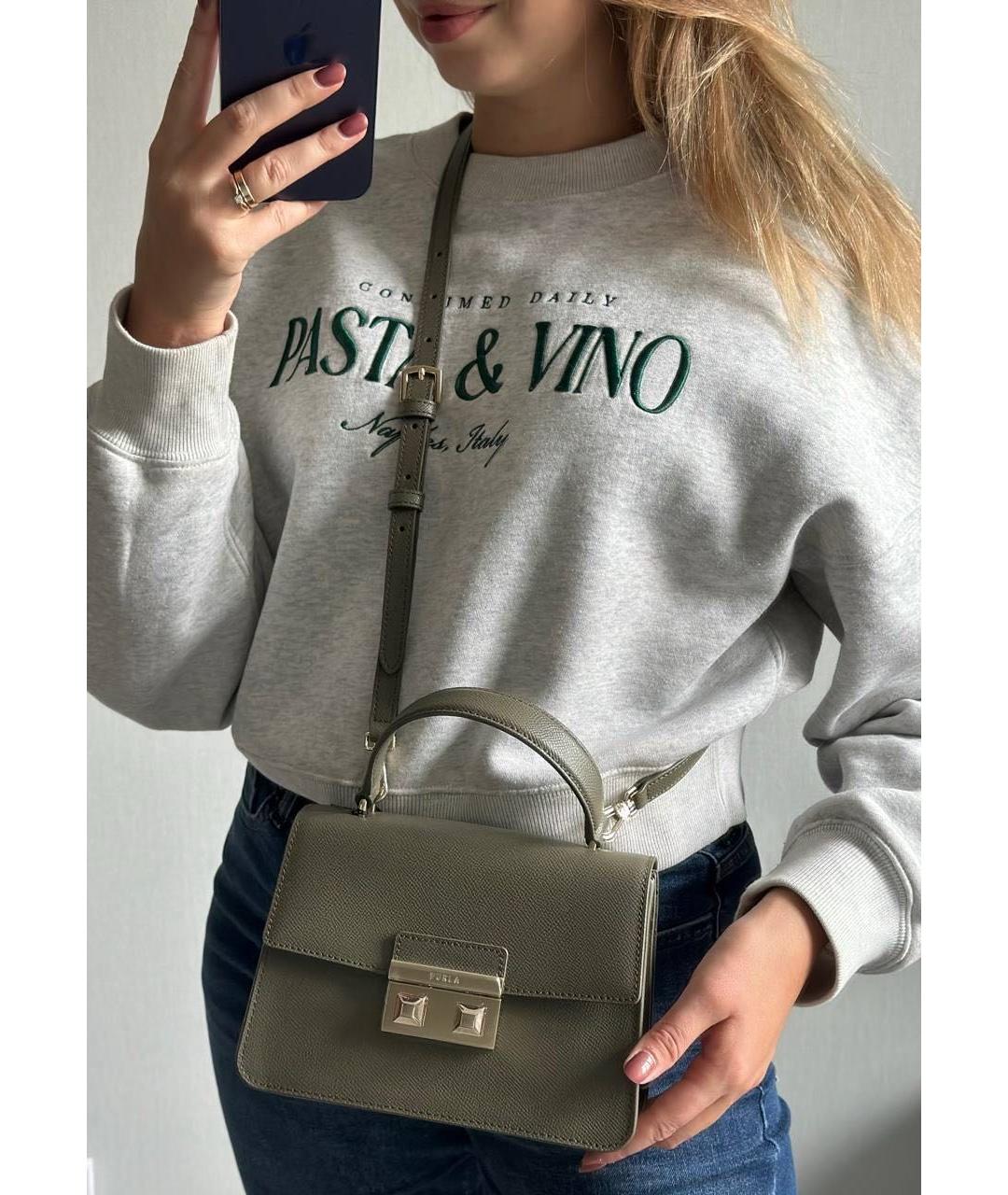 FURLA Хаки кожаная сумка через плечо, фото 4