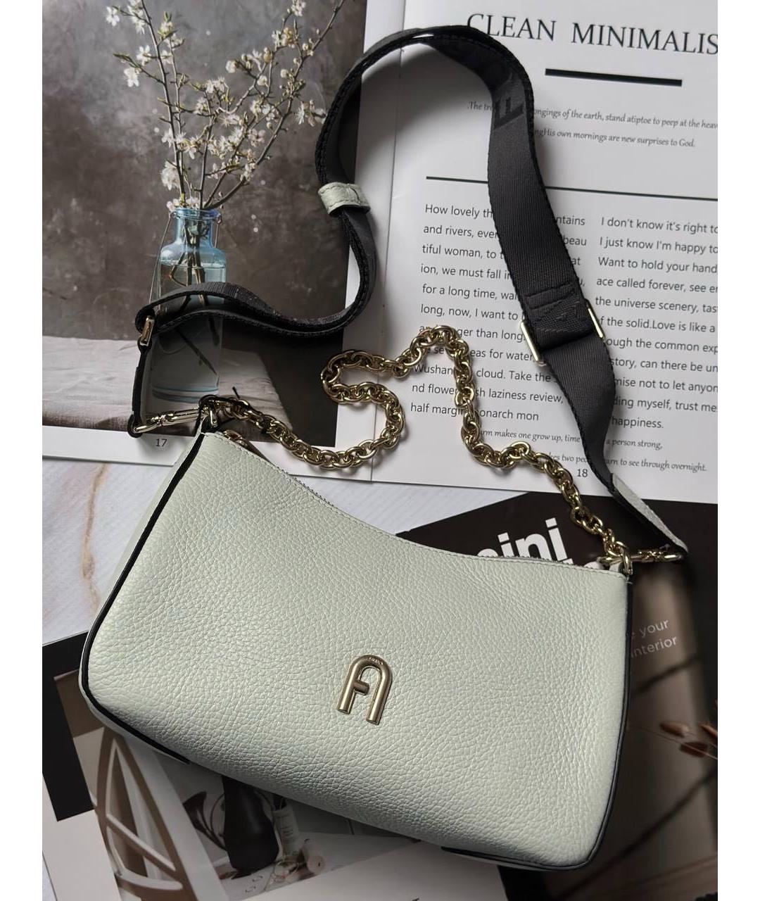 FURLA Бирюзовая кожаная сумка через плечо, фото 9