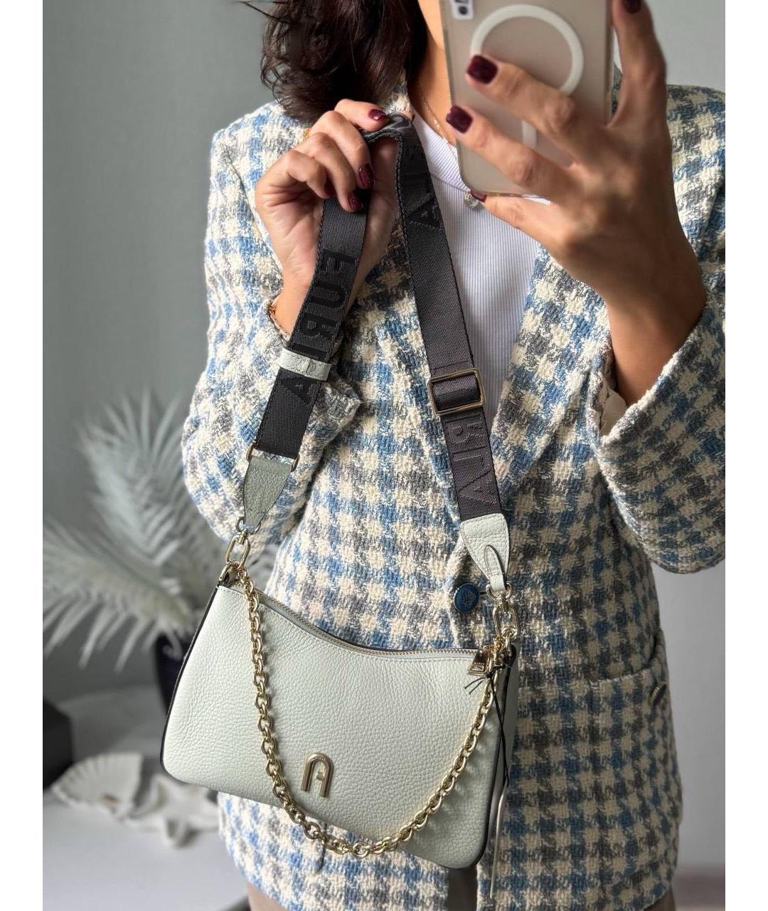 FURLA Бирюзовая кожаная сумка через плечо, фото 7