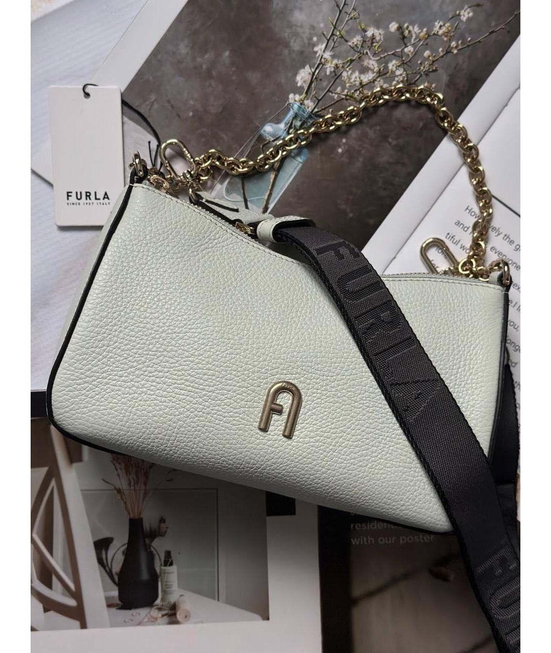 FURLA Бирюзовая кожаная сумка через плечо, фото 5