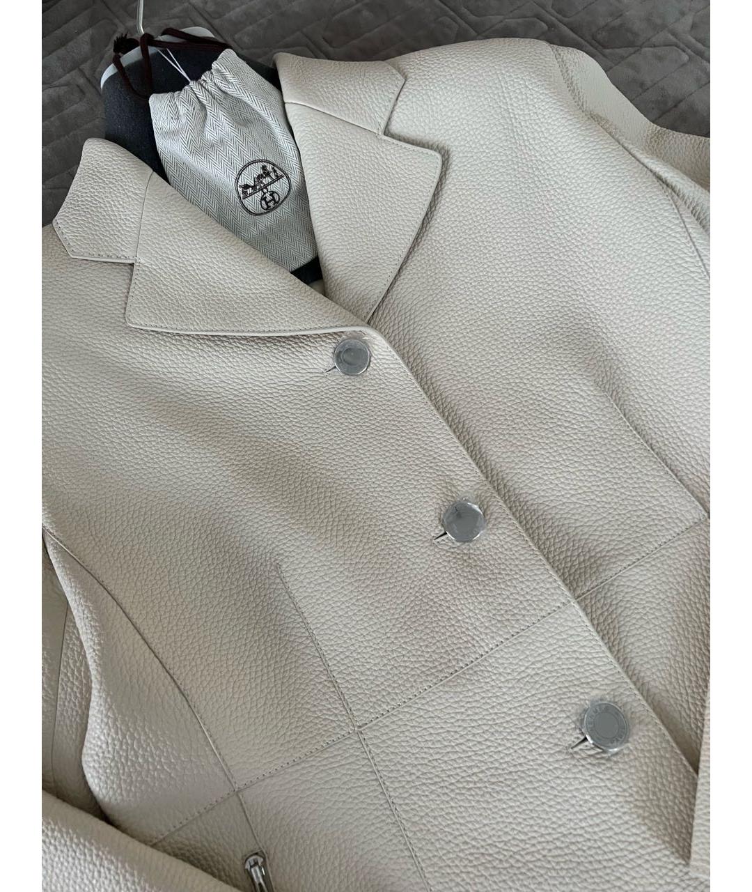 HERMES Бежевая кожаная куртка, фото 4