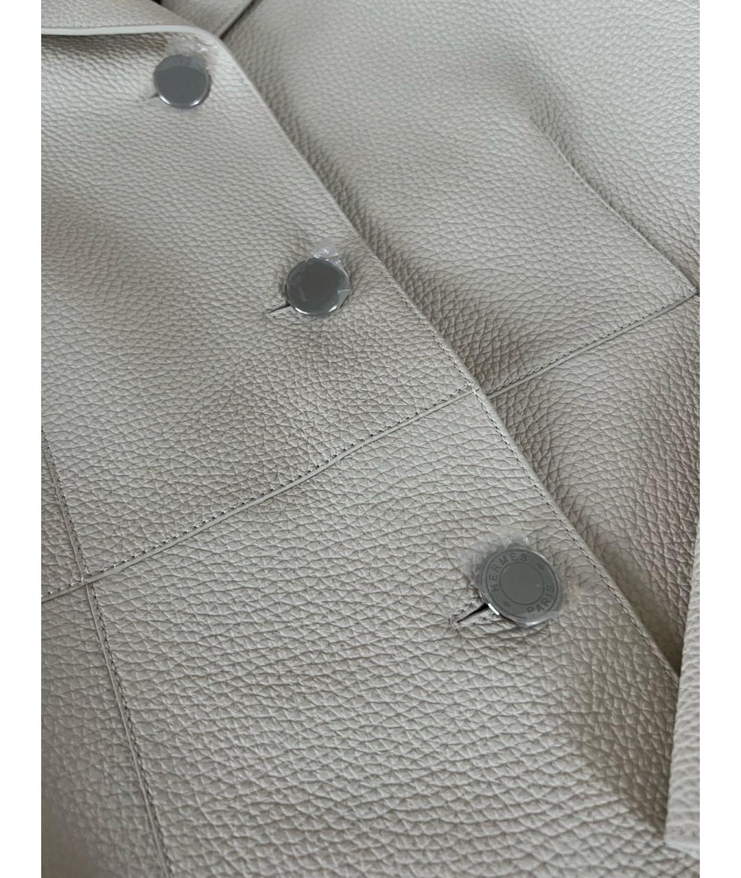 HERMES Бежевая кожаная куртка, фото 3