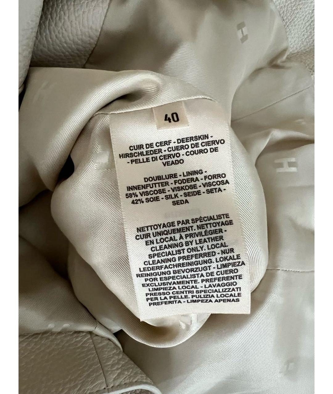 HERMES Бежевая кожаная куртка, фото 5