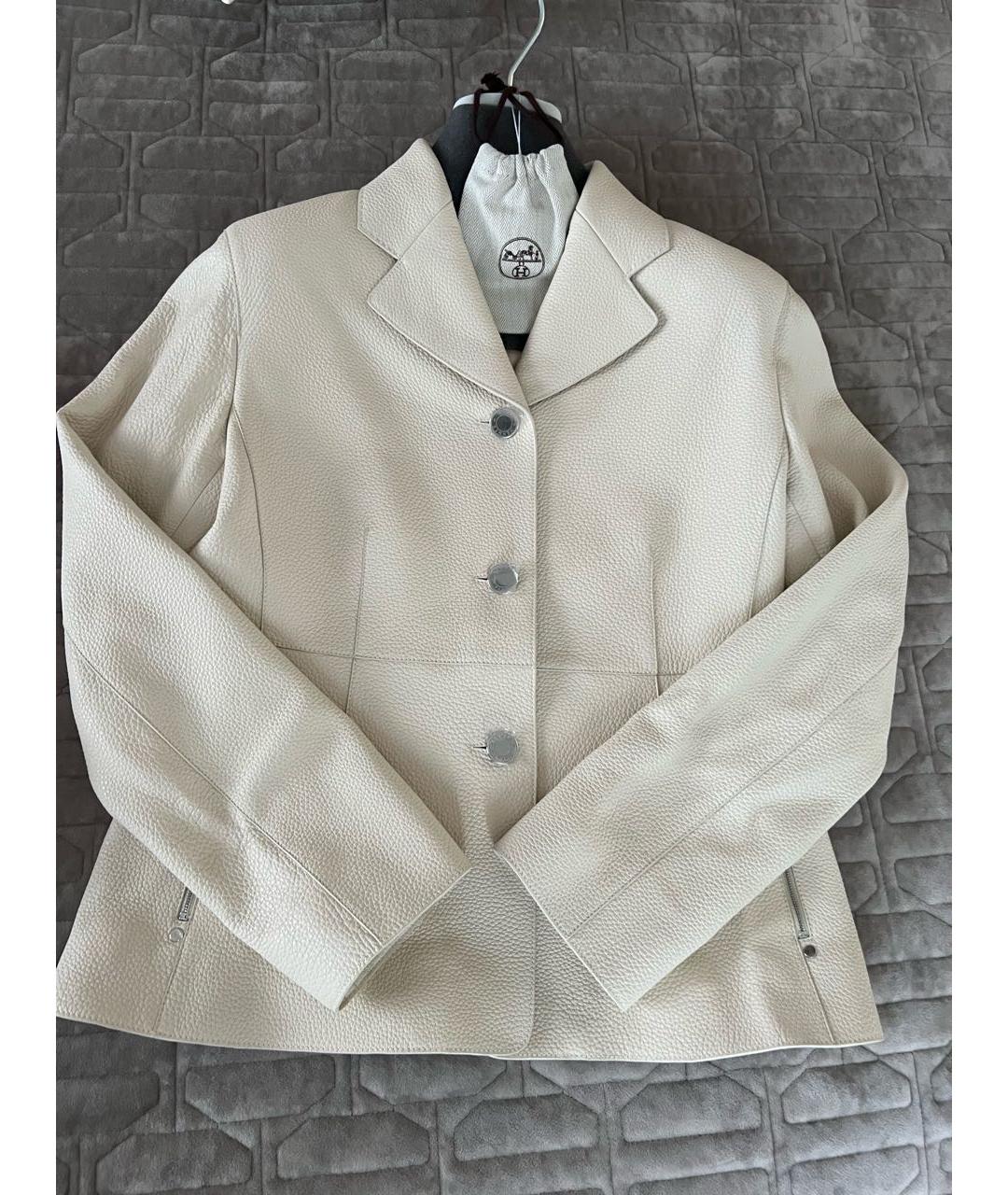 HERMES Бежевая кожаная куртка, фото 7