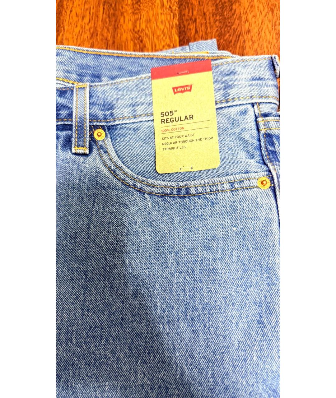 LEVI'S Голубые хлопко-эластановые прямые джинсы, фото 4
