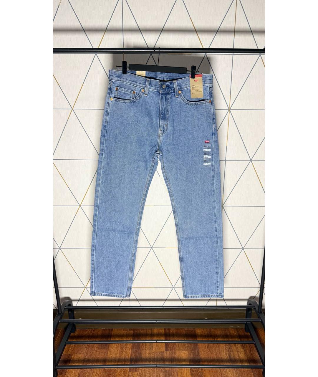 LEVI'S Голубые хлопко-эластановые прямые джинсы, фото 5