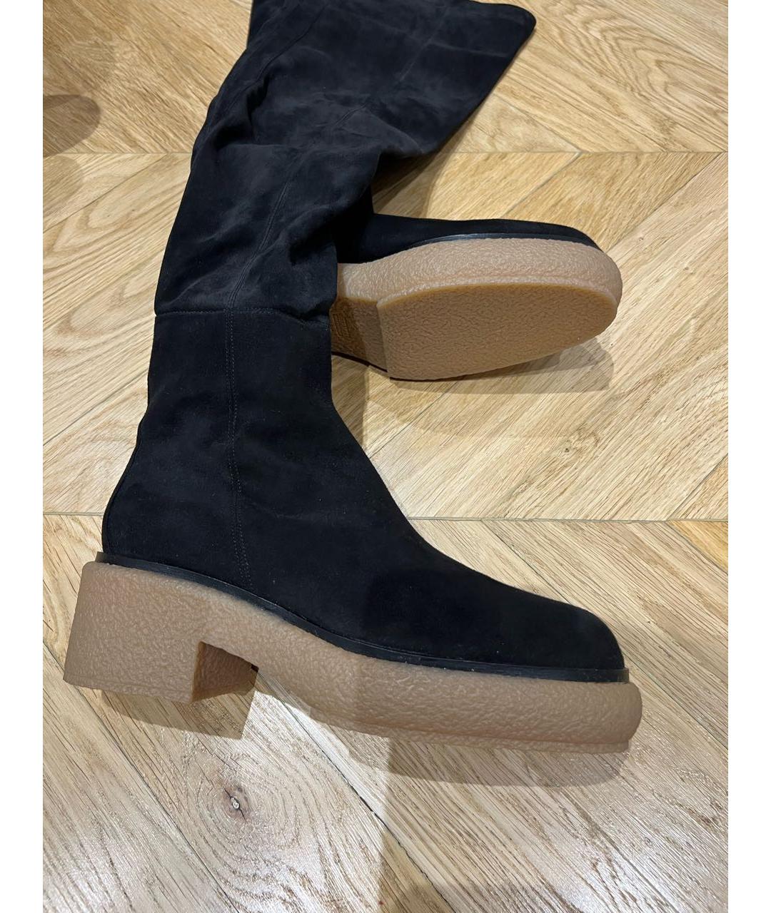 HERMES Черные замшевые ботфорты, фото 3