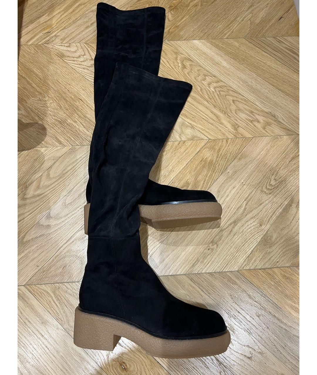 HERMES Черные замшевые ботфорты, фото 4