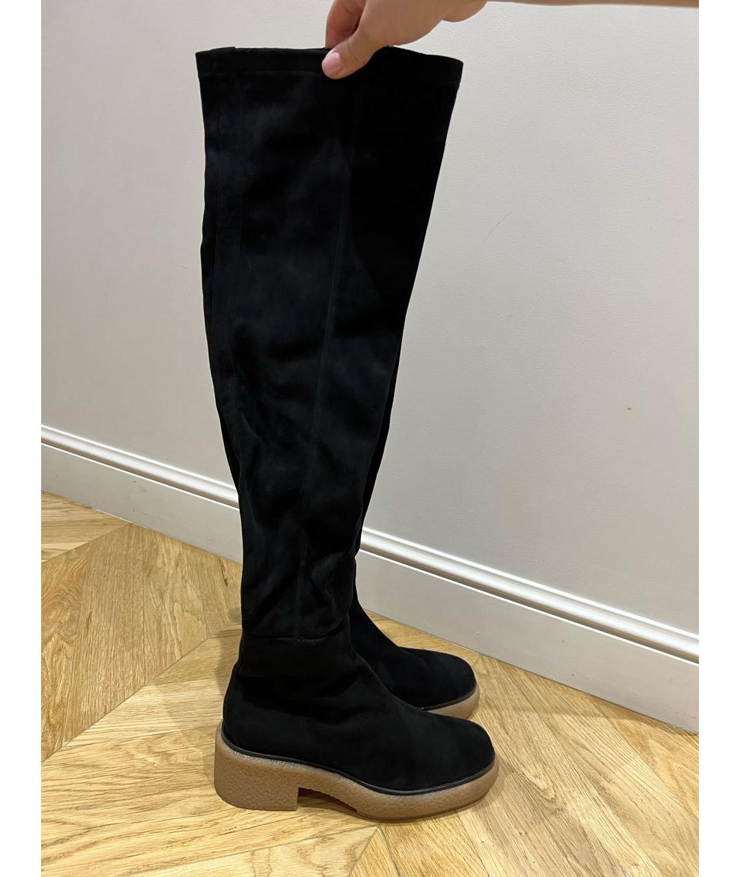 HERMES Черные замшевые ботфорты, фото 7