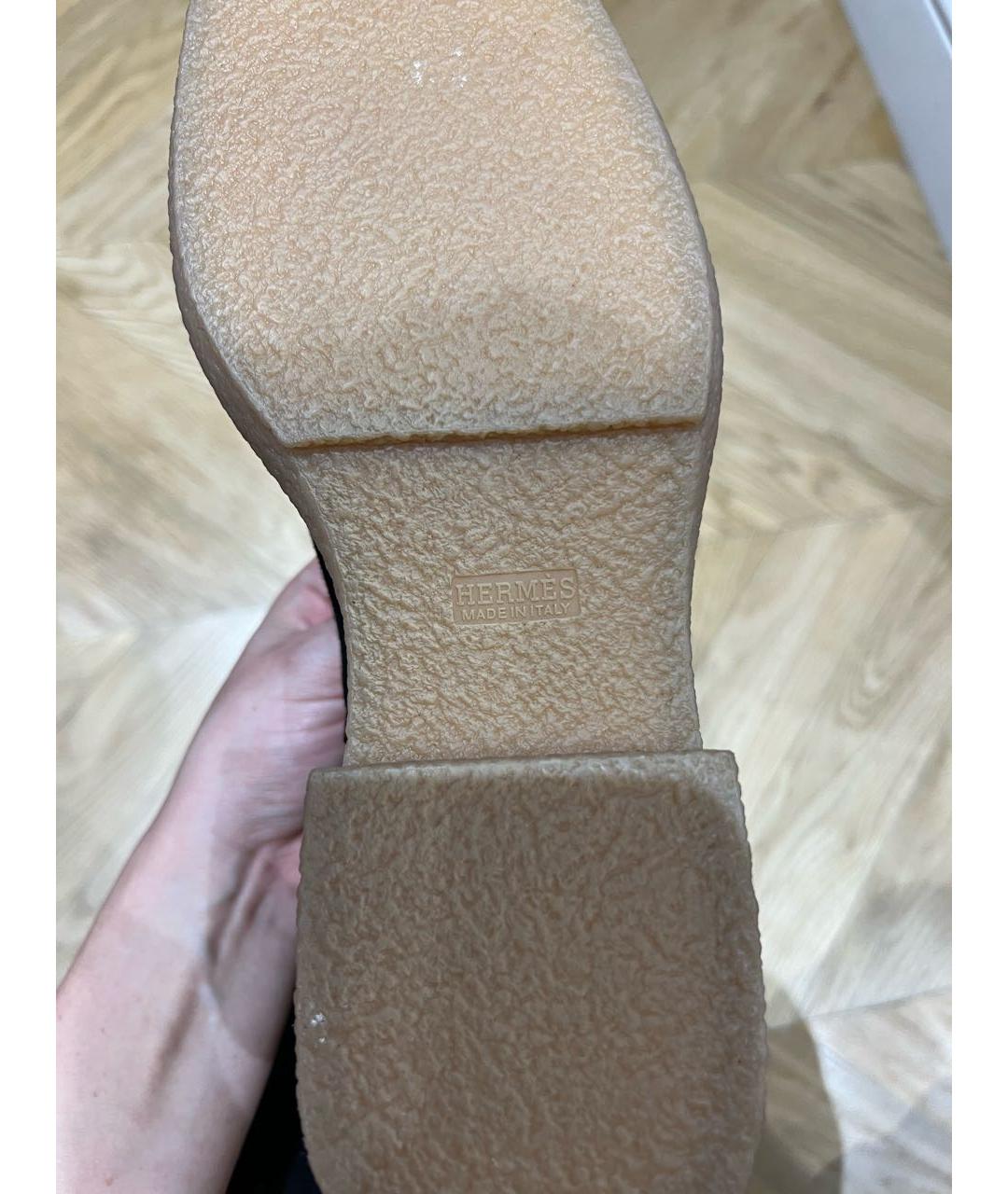 HERMES Черные замшевые ботфорты, фото 6