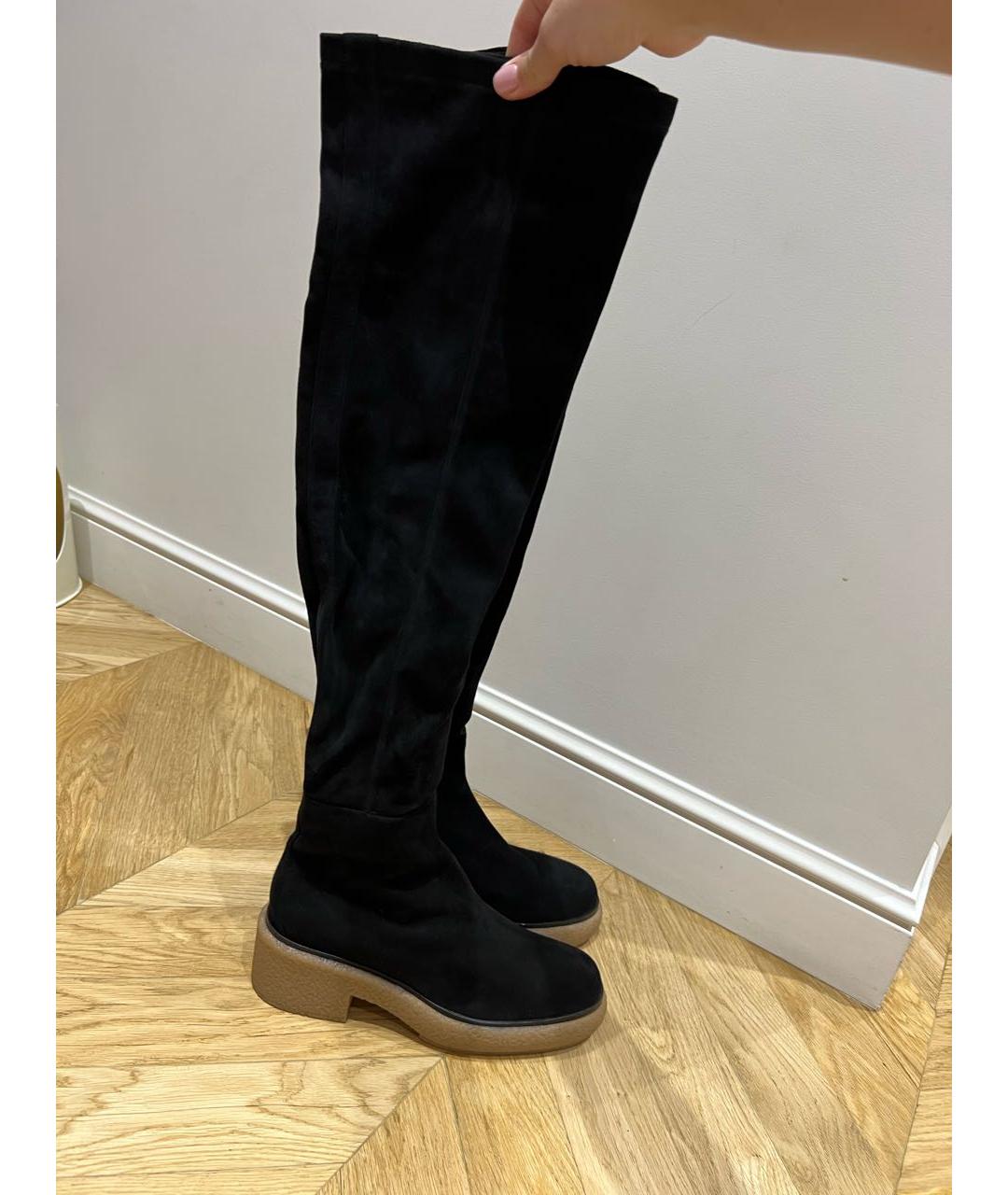 HERMES Черные замшевые ботфорты, фото 2