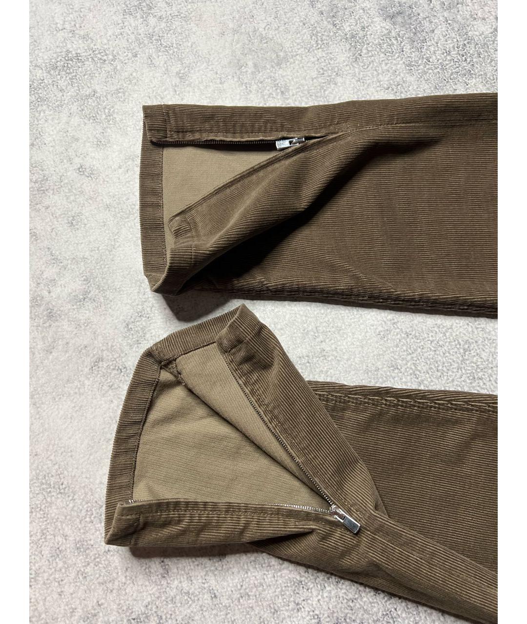 LORO PIANA Хаки хлопко-эластановые брюки узкие, фото 4