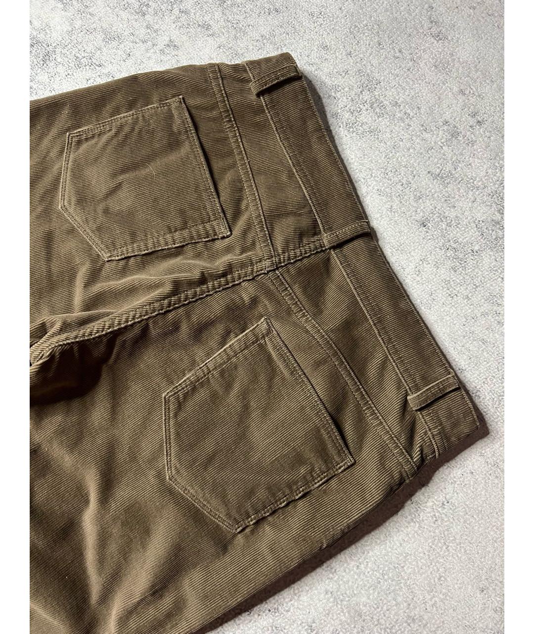 LORO PIANA Хаки хлопко-эластановые брюки узкие, фото 3