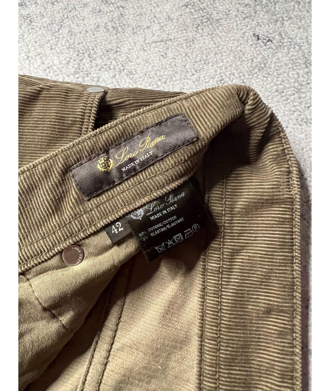 LORO PIANA Хаки хлопко-эластановые брюки узкие, фото 6