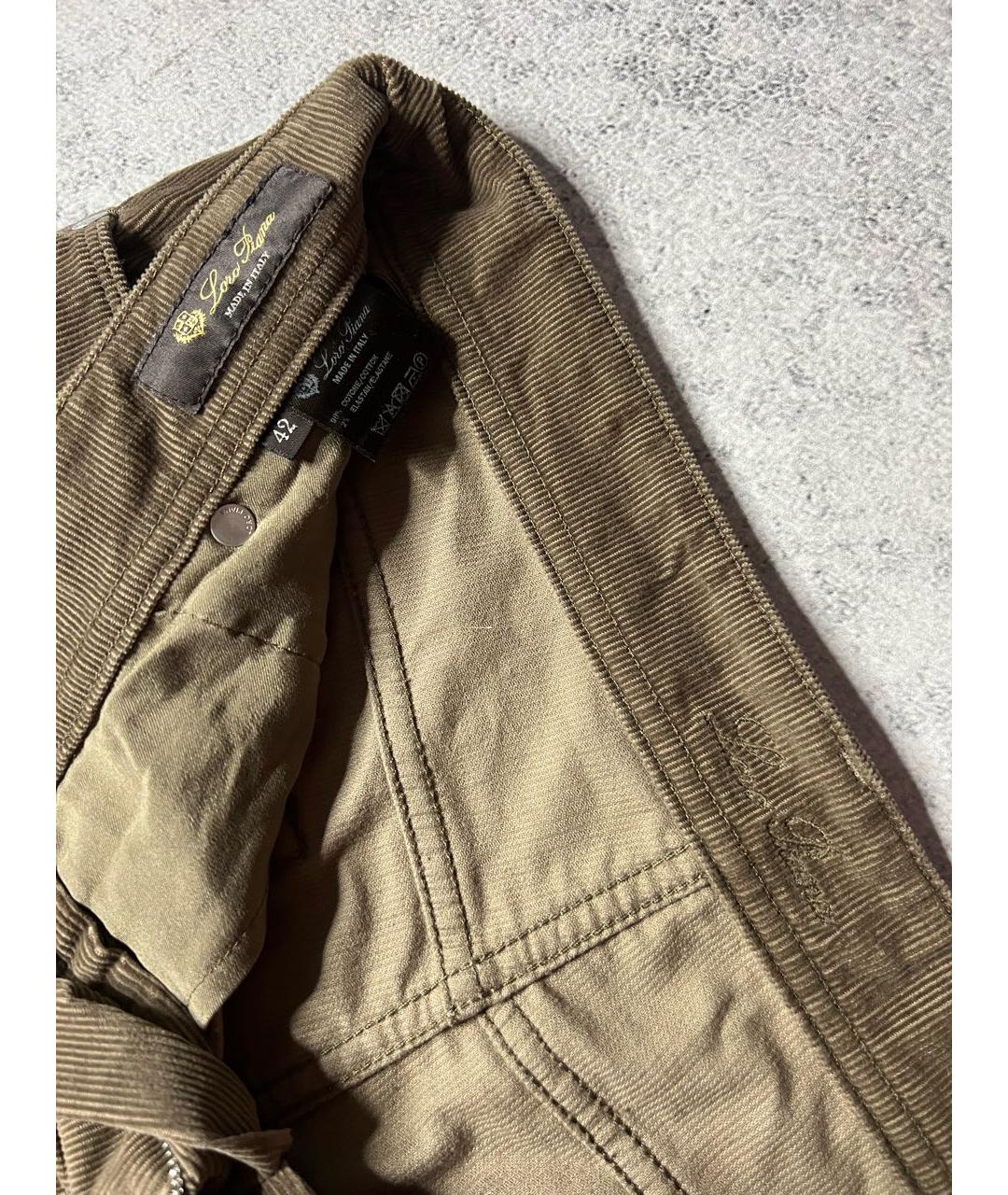 LORO PIANA Хаки хлопко-эластановые брюки узкие, фото 5