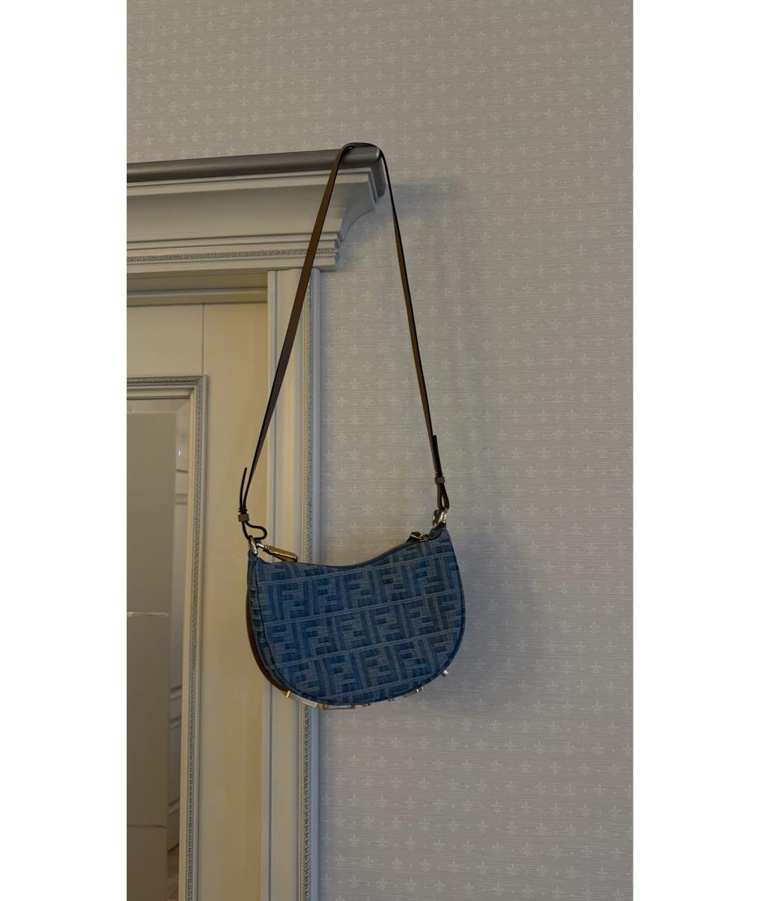 FENDI Голубая деним сумка через плечо, фото 5