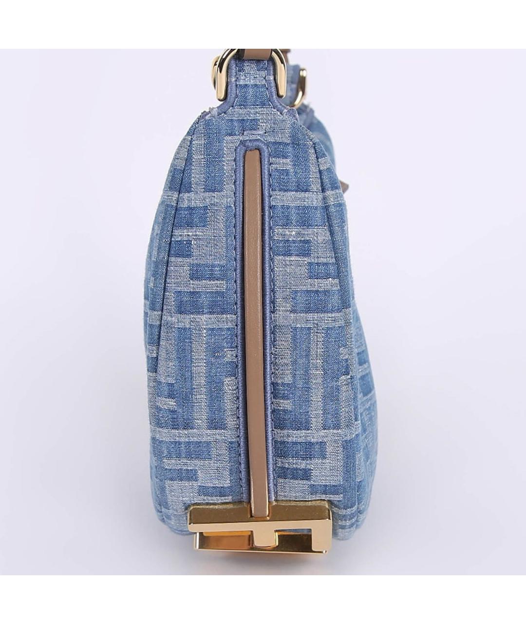 FENDI Голубая деним сумка через плечо, фото 3