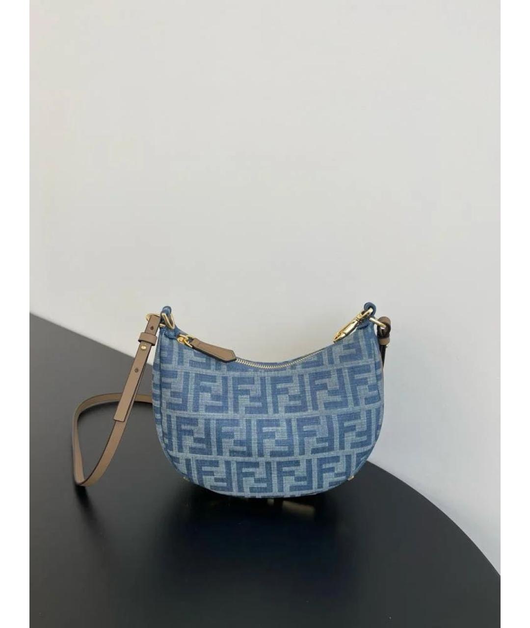 FENDI Голубая деним сумка через плечо, фото 7