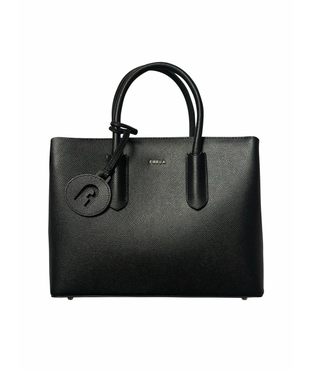 FURLA Черная кожаная сумка с короткими ручками, фото 1