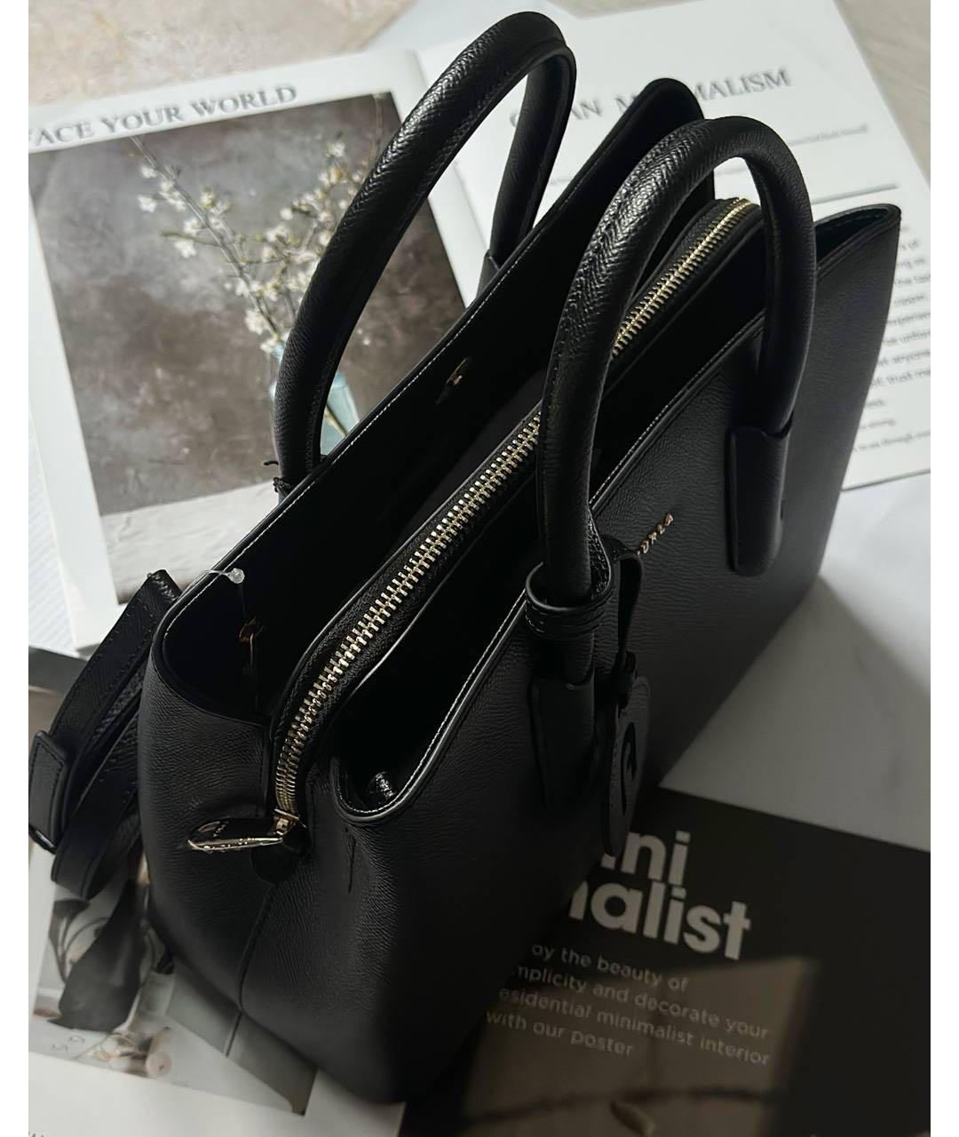 FURLA Черная кожаная сумка с короткими ручками, фото 5