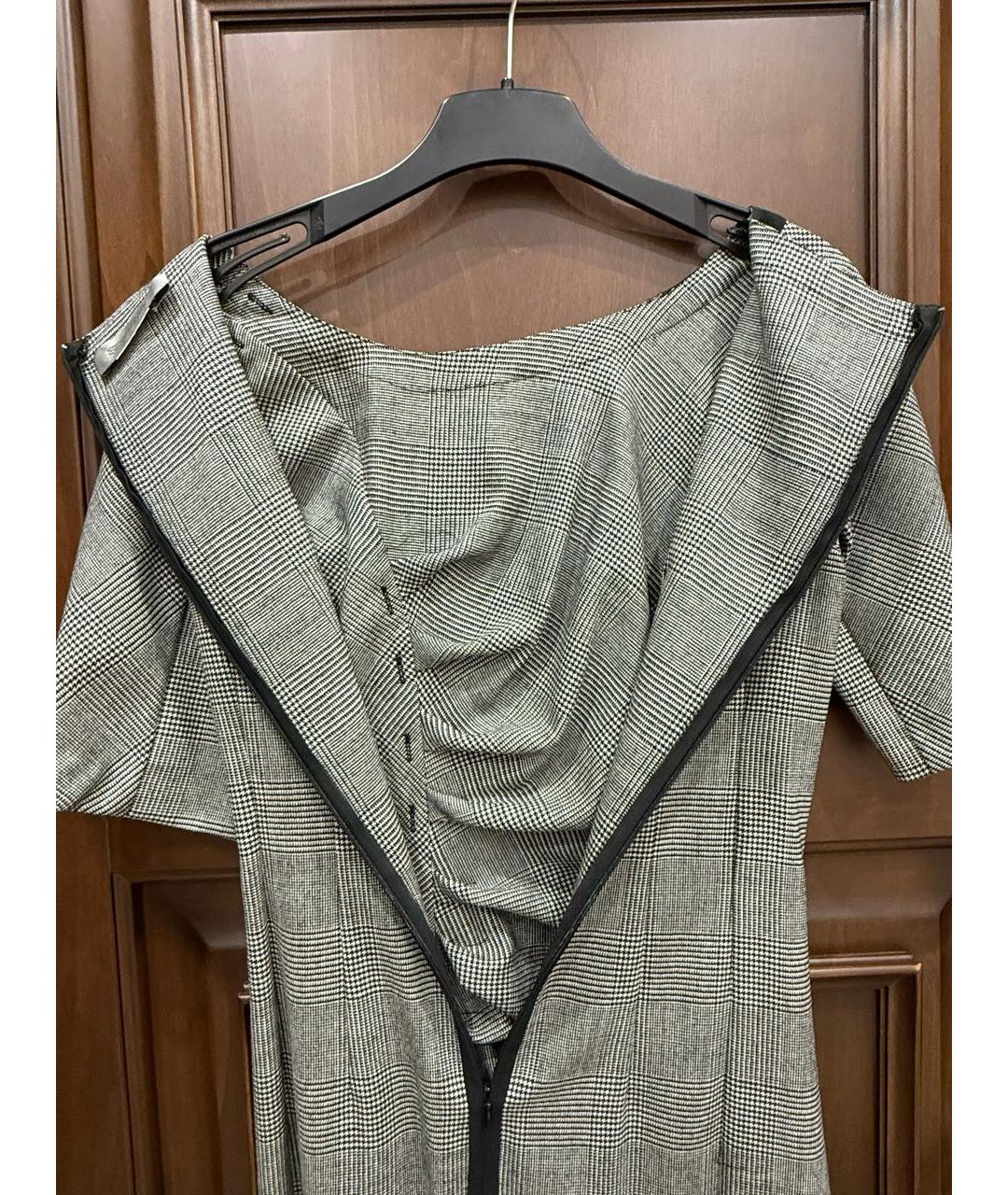 SPORTMAX Серое шерстяное повседневное платье, фото 3