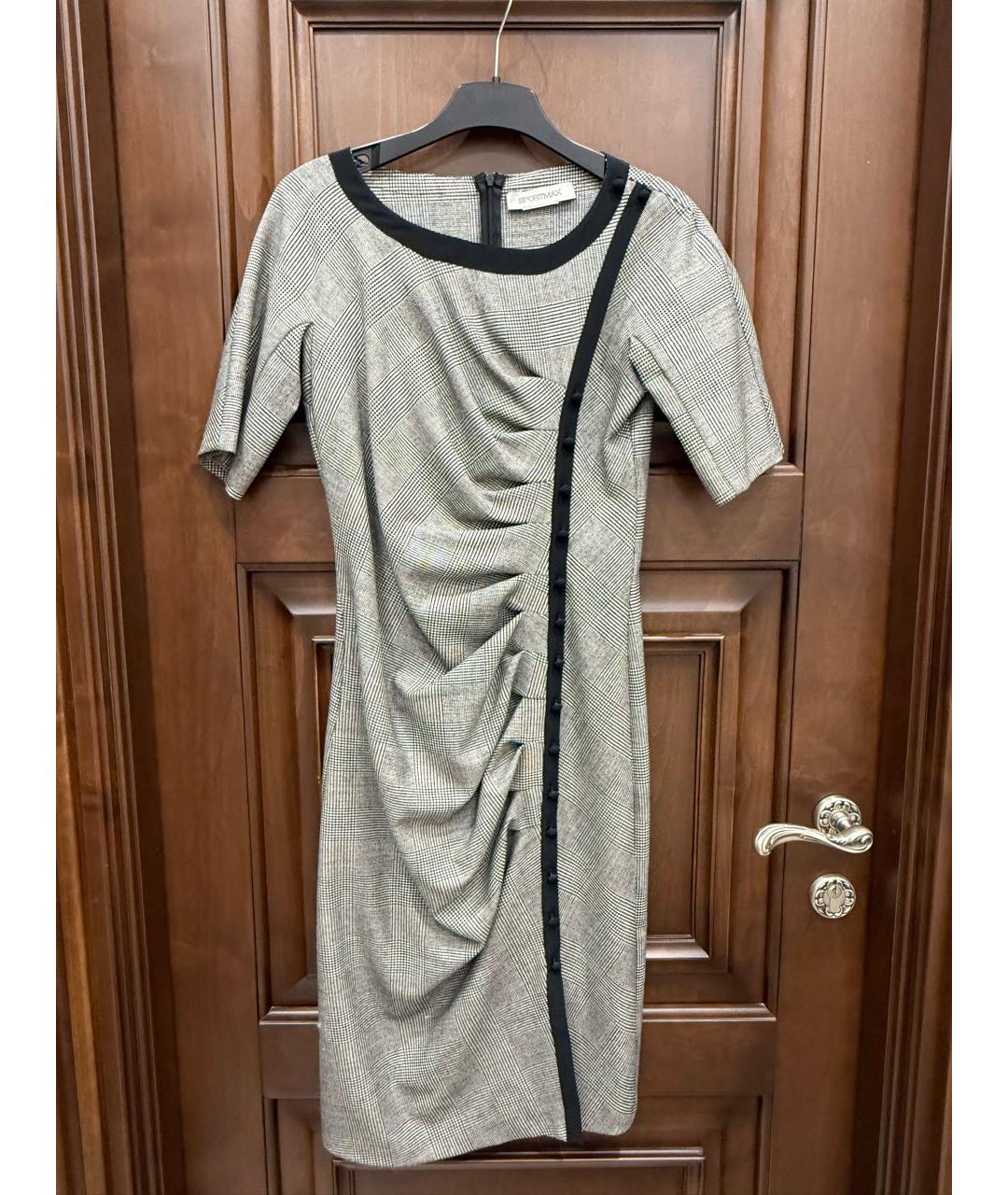 SPORTMAX Серое шерстяное повседневное платье, фото 9