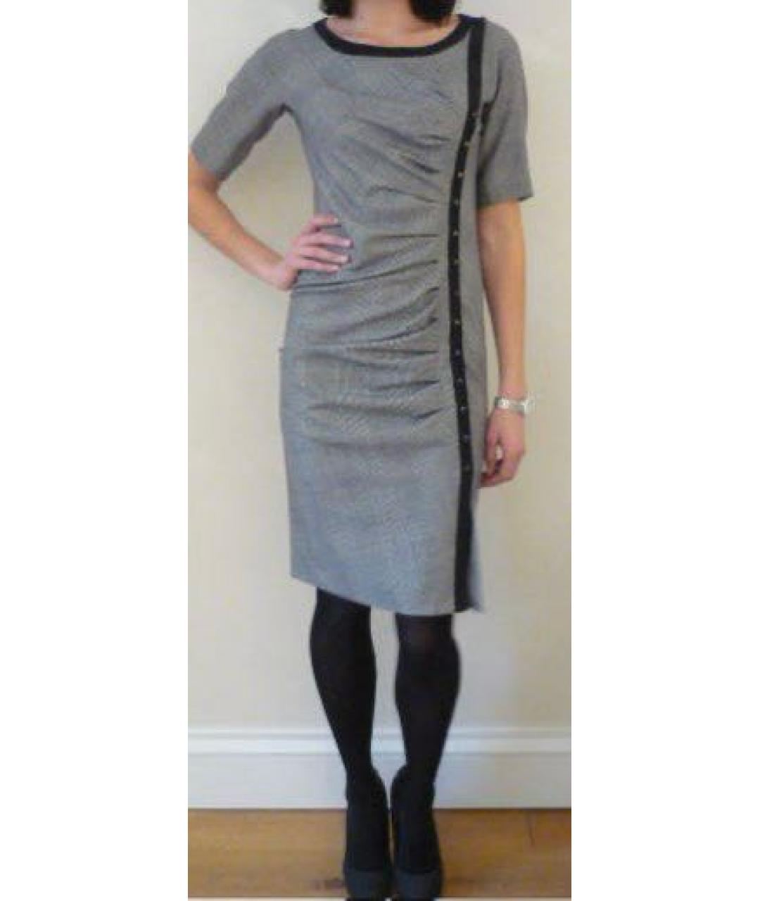 SPORTMAX Серое шерстяное повседневное платье, фото 7
