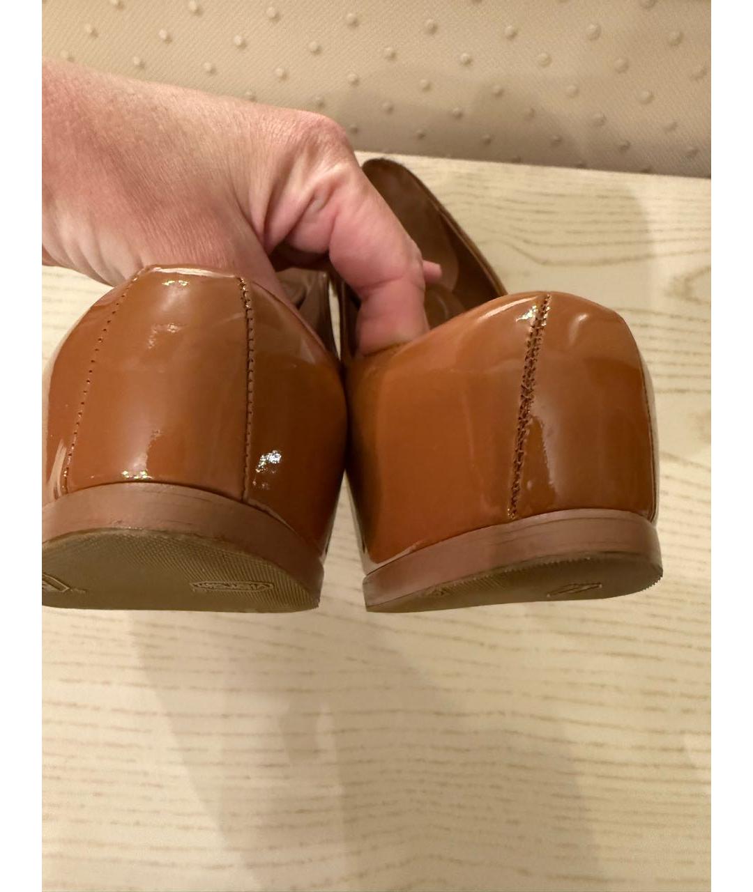 SAINT LAURENT Коричневые туфли из лакированной кожи, фото 6