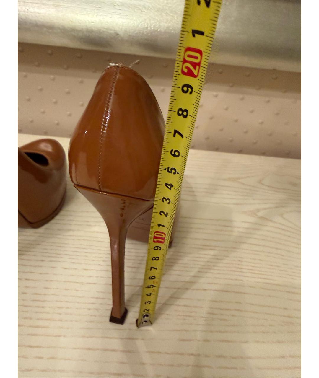 SAINT LAURENT Коричневые туфли из лакированной кожи, фото 7