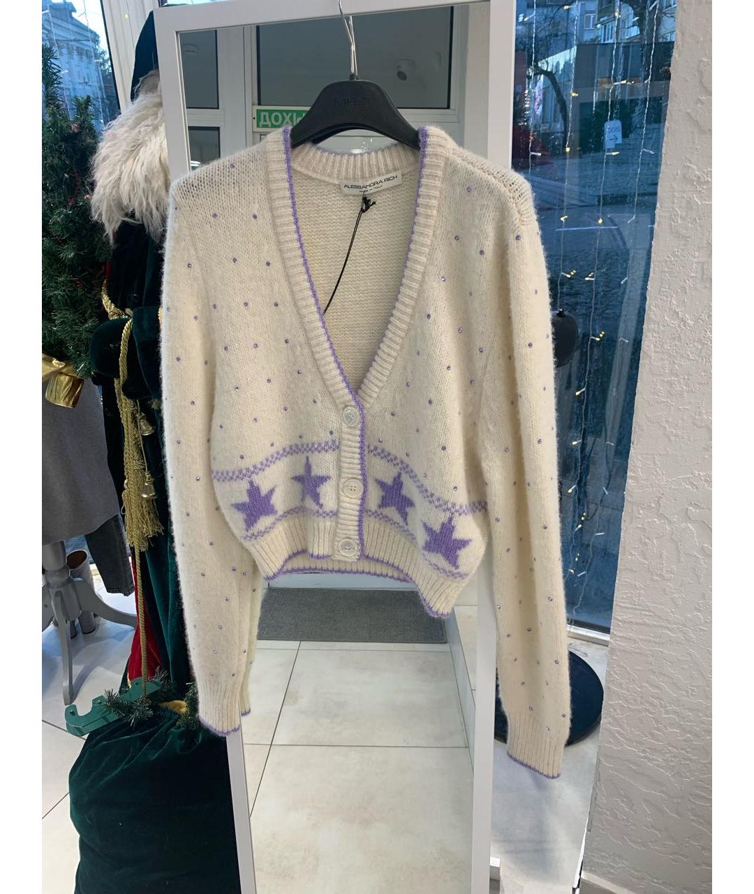 ALESSANDRA RICH Белый шерстяной кардиган, фото 5