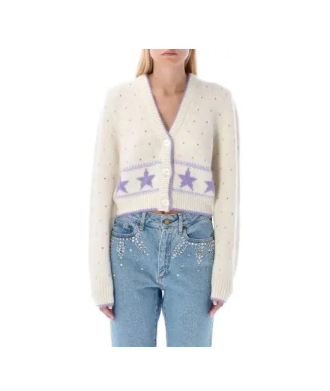 ALESSANDRA RICH Белый шерстяной кардиган, фото 4