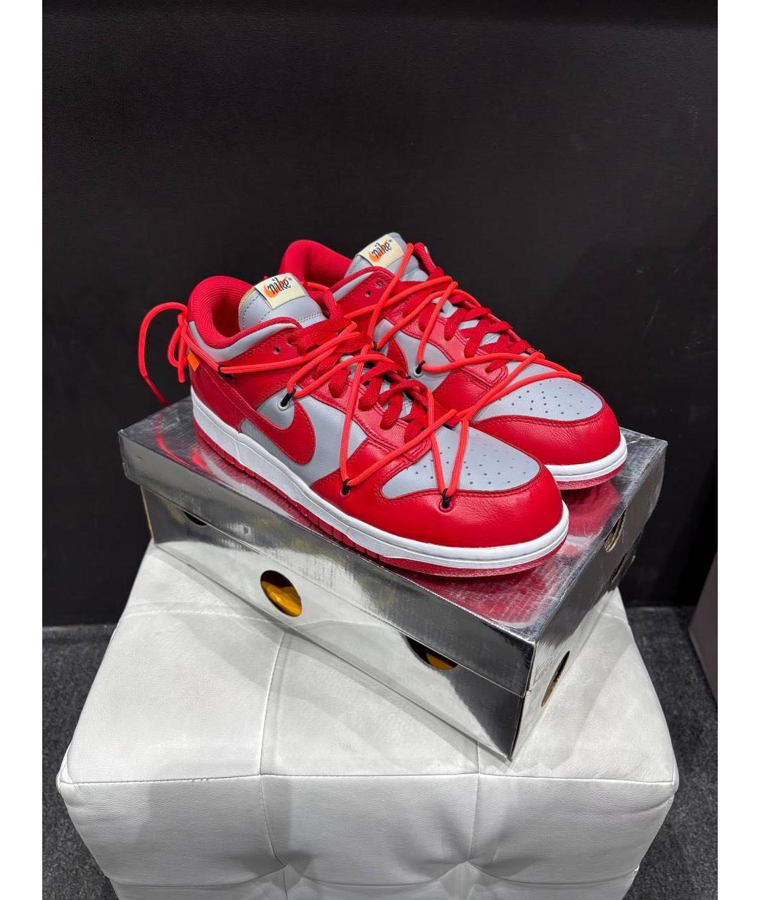 NIKE Красные кожаные низкие кроссовки / кеды, фото 3