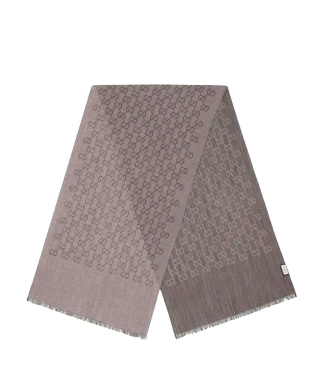 GUCCI Коричневый шерстяной шарф, фото 1