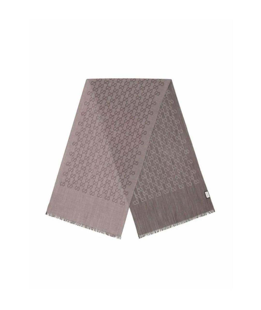 GUCCI Коричневый шерстяной шарф, фото 9