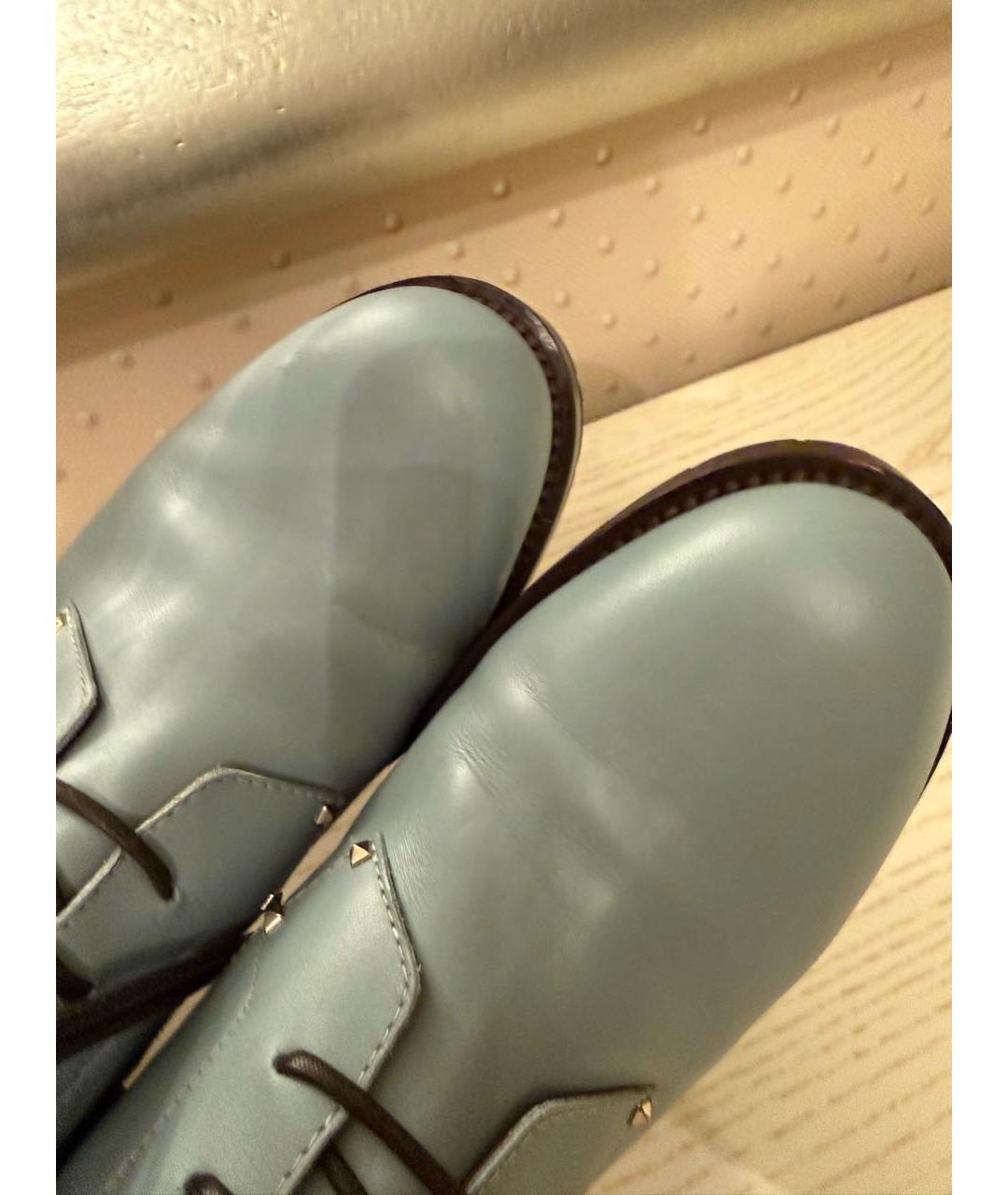 VALENTINO Голубые кожаные ботинки, фото 8