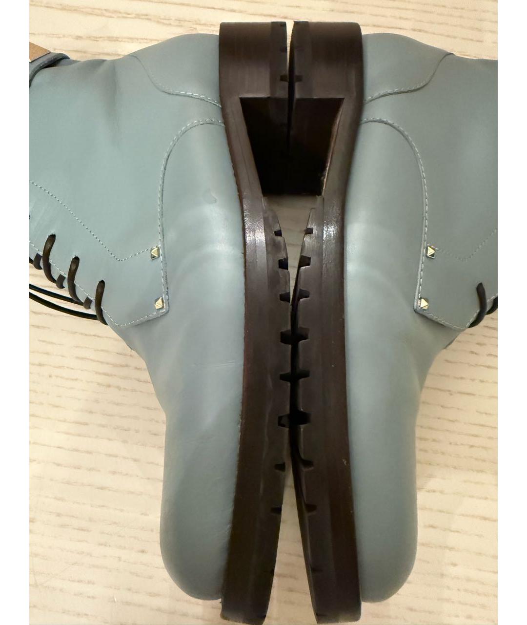 VALENTINO Голубые кожаные ботинки, фото 6