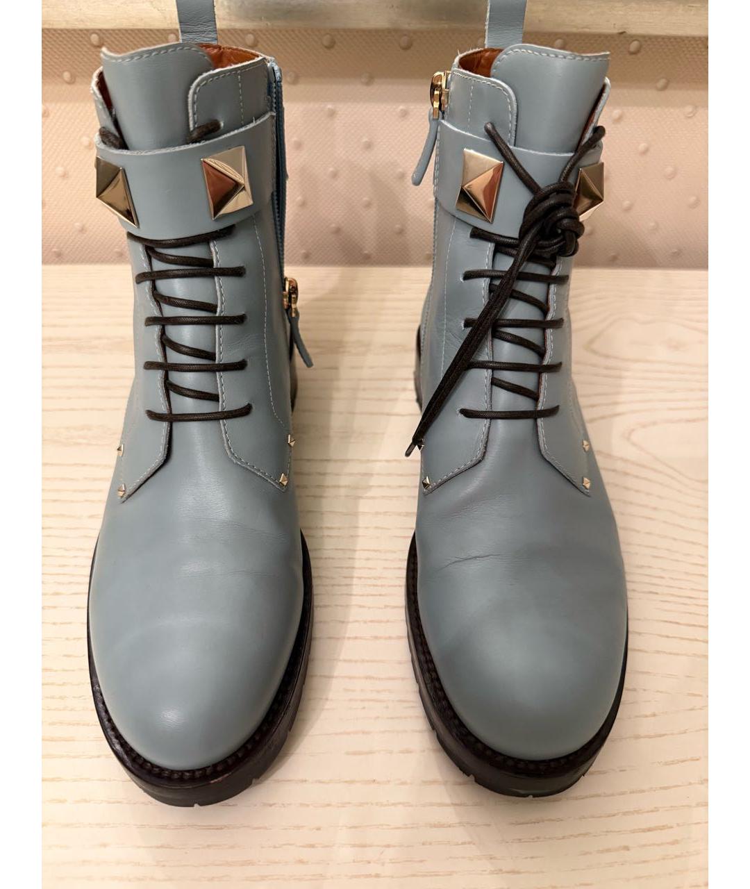 VALENTINO Голубые кожаные ботинки, фото 2