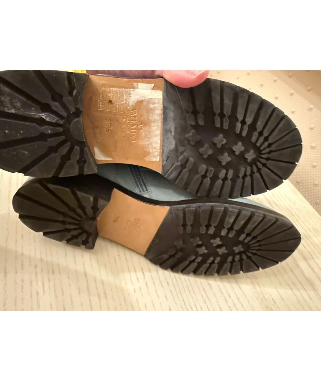 VALENTINO Голубые кожаные ботинки, фото 4