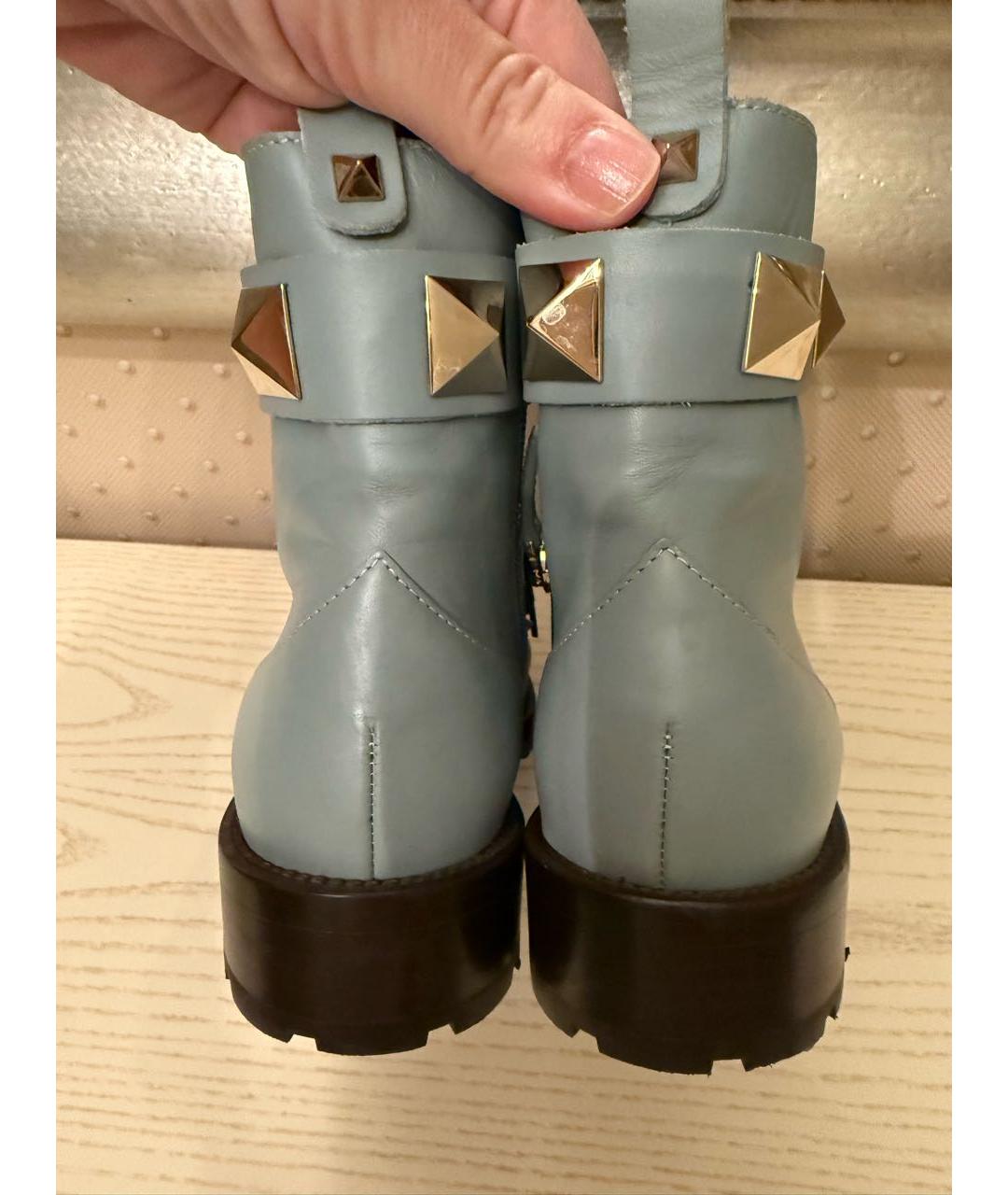 VALENTINO Голубые кожаные ботинки, фото 3