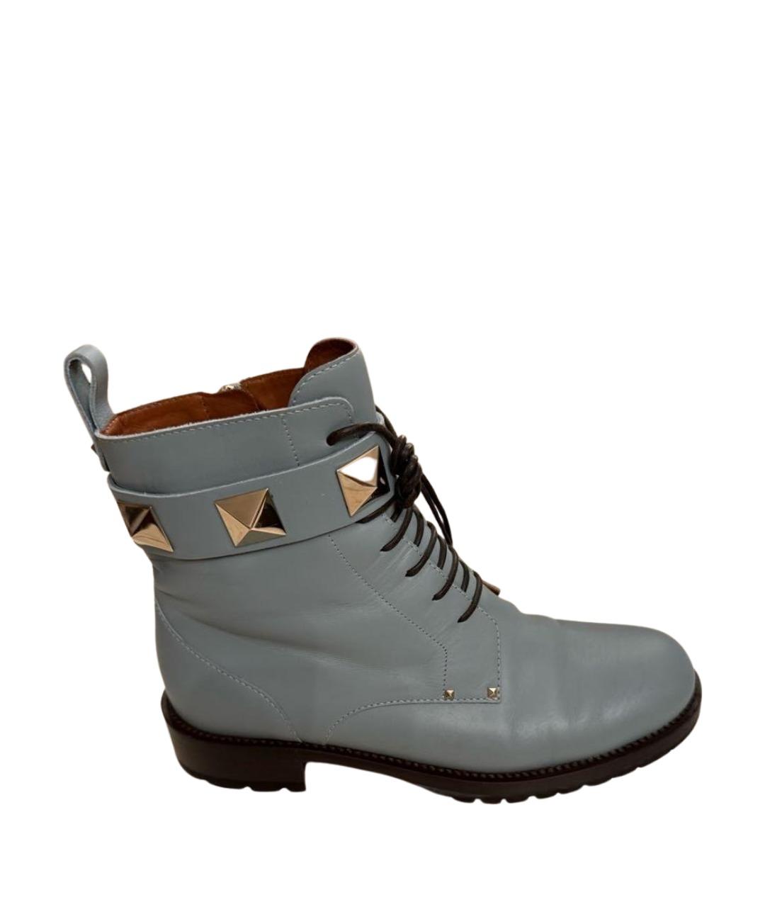 VALENTINO Голубые кожаные ботинки, фото 1