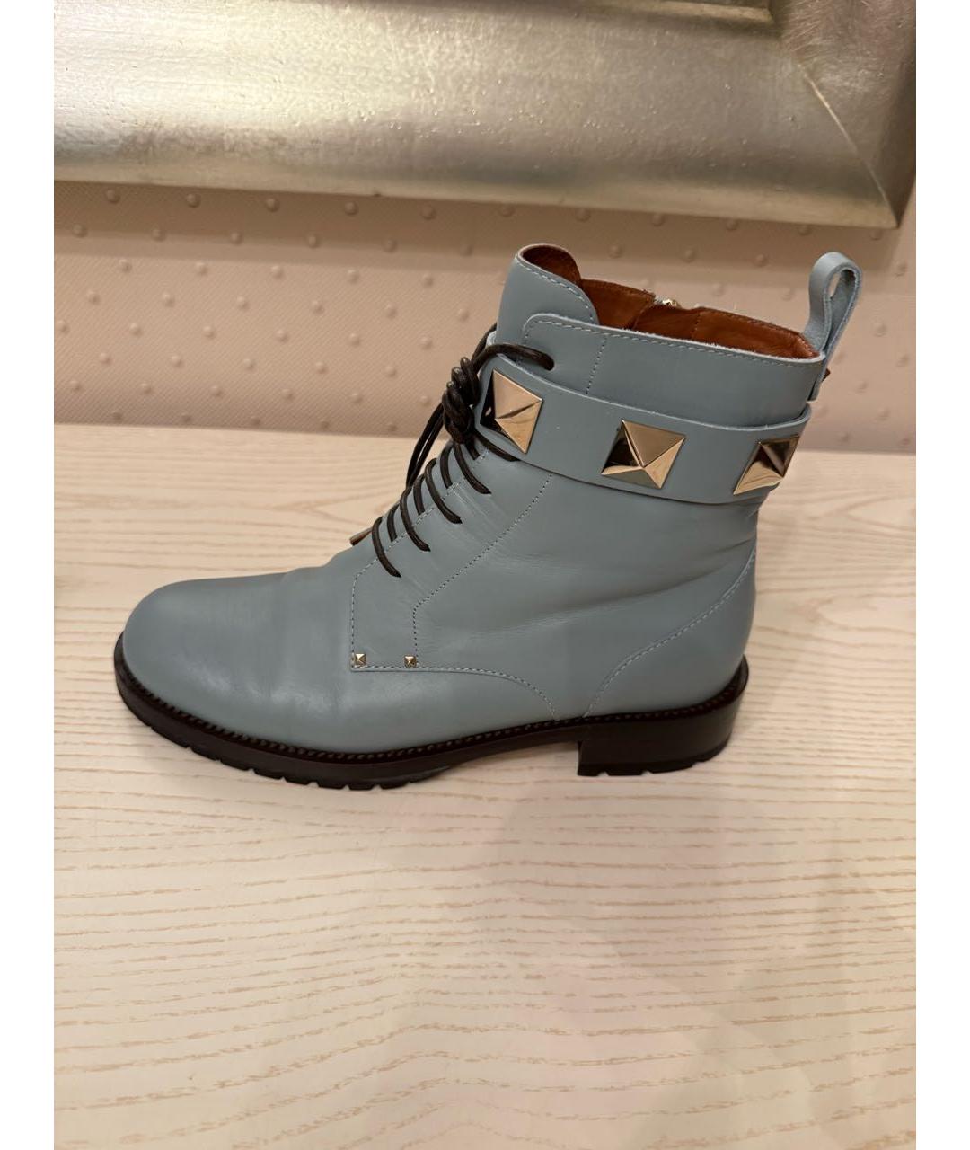 VALENTINO Голубые кожаные ботинки, фото 9