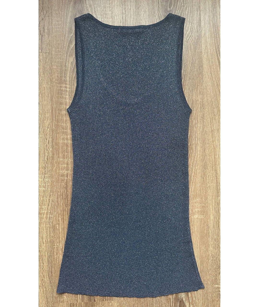 BRUNELLO CUCINELLI Темно-синяя вискозная майка, фото 3