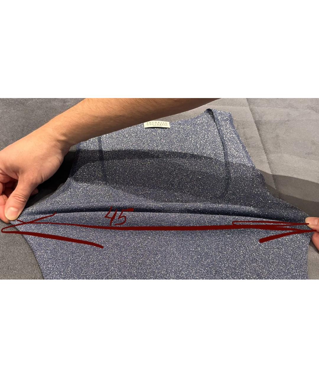 BRUNELLO CUCINELLI Темно-синяя вискозная майка, фото 5