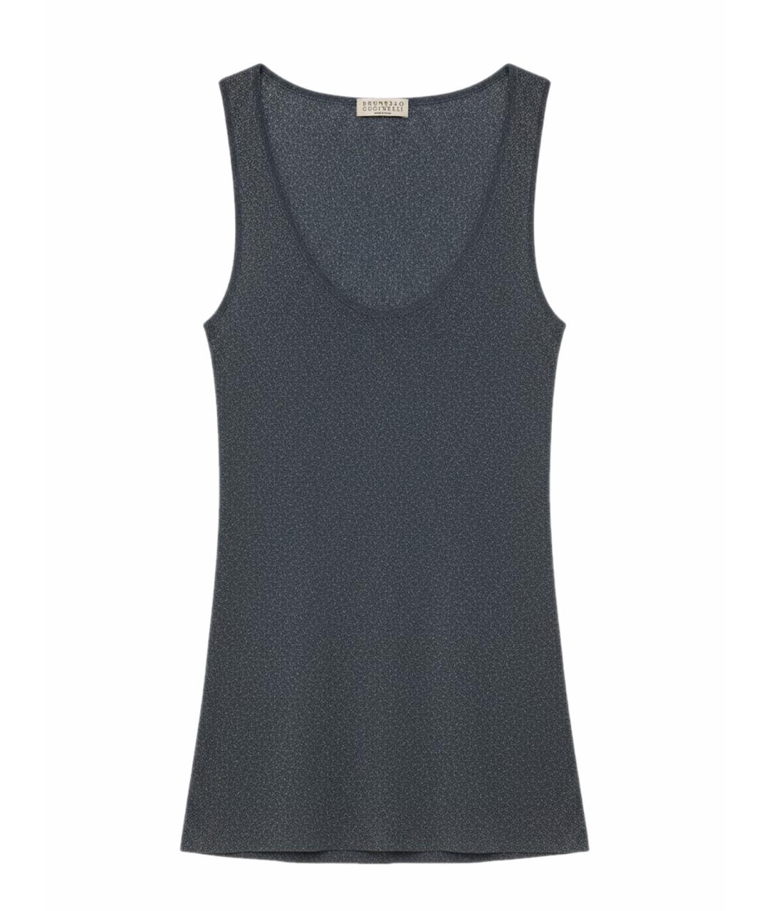 BRUNELLO CUCINELLI Темно-синяя вискозная майка, фото 1