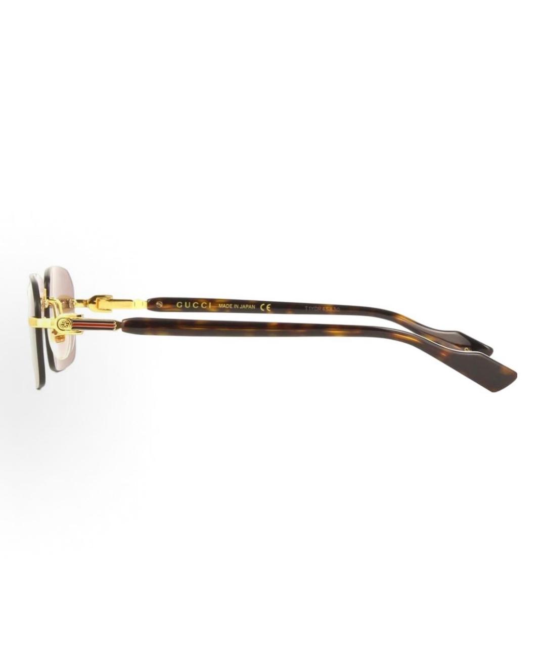 GUCCI Коричневые металлические солнцезащитные очки, фото 3