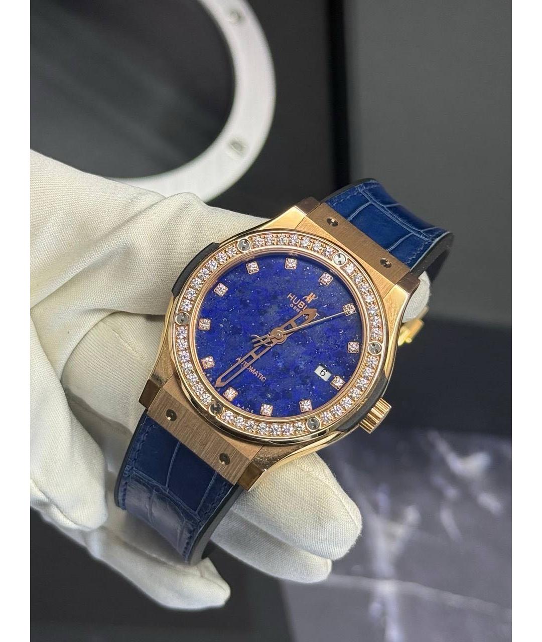 HUBLOT Синие часы из розового золота, фото 4