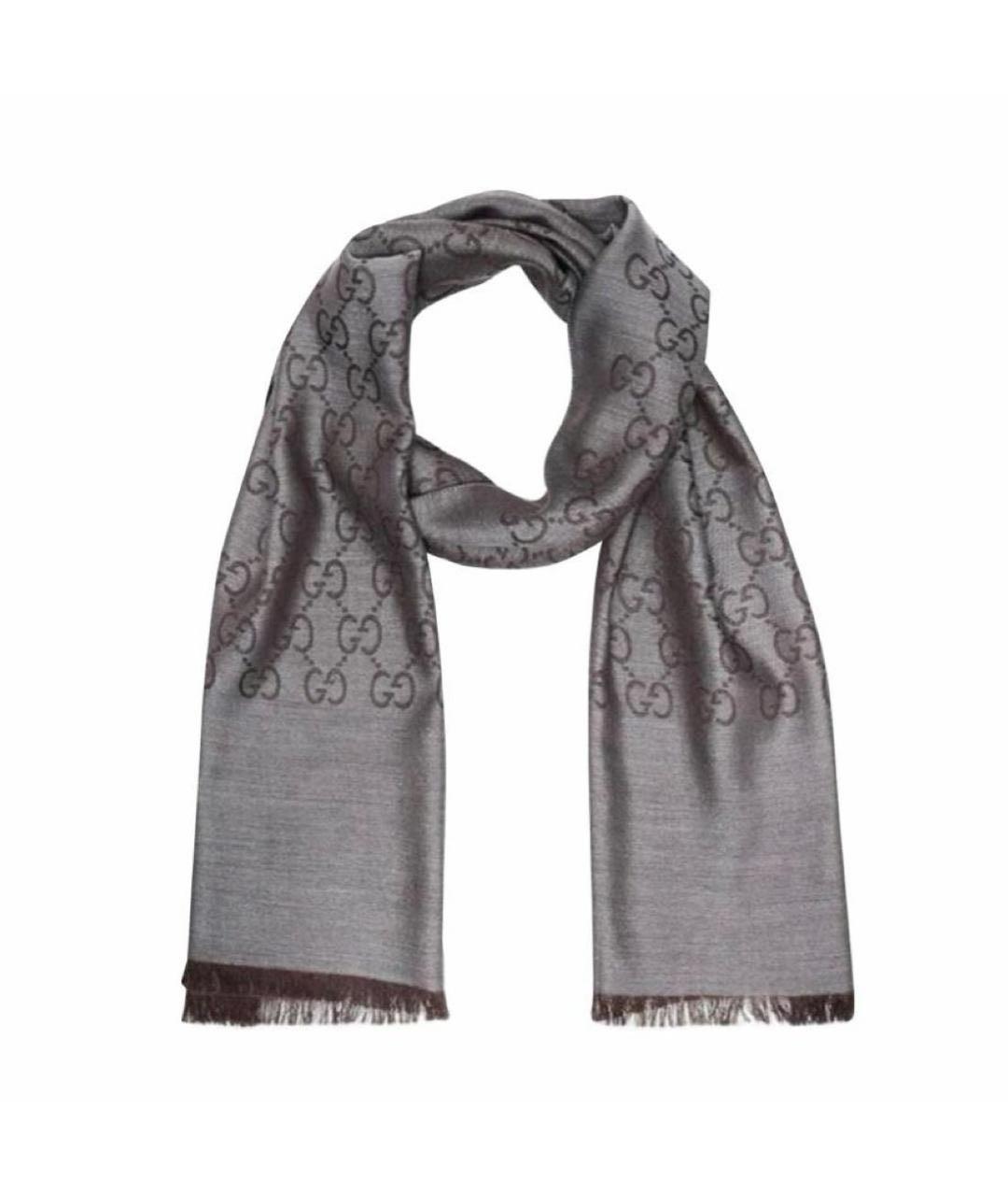 GUCCI Серый шерстяной шарф, фото 1