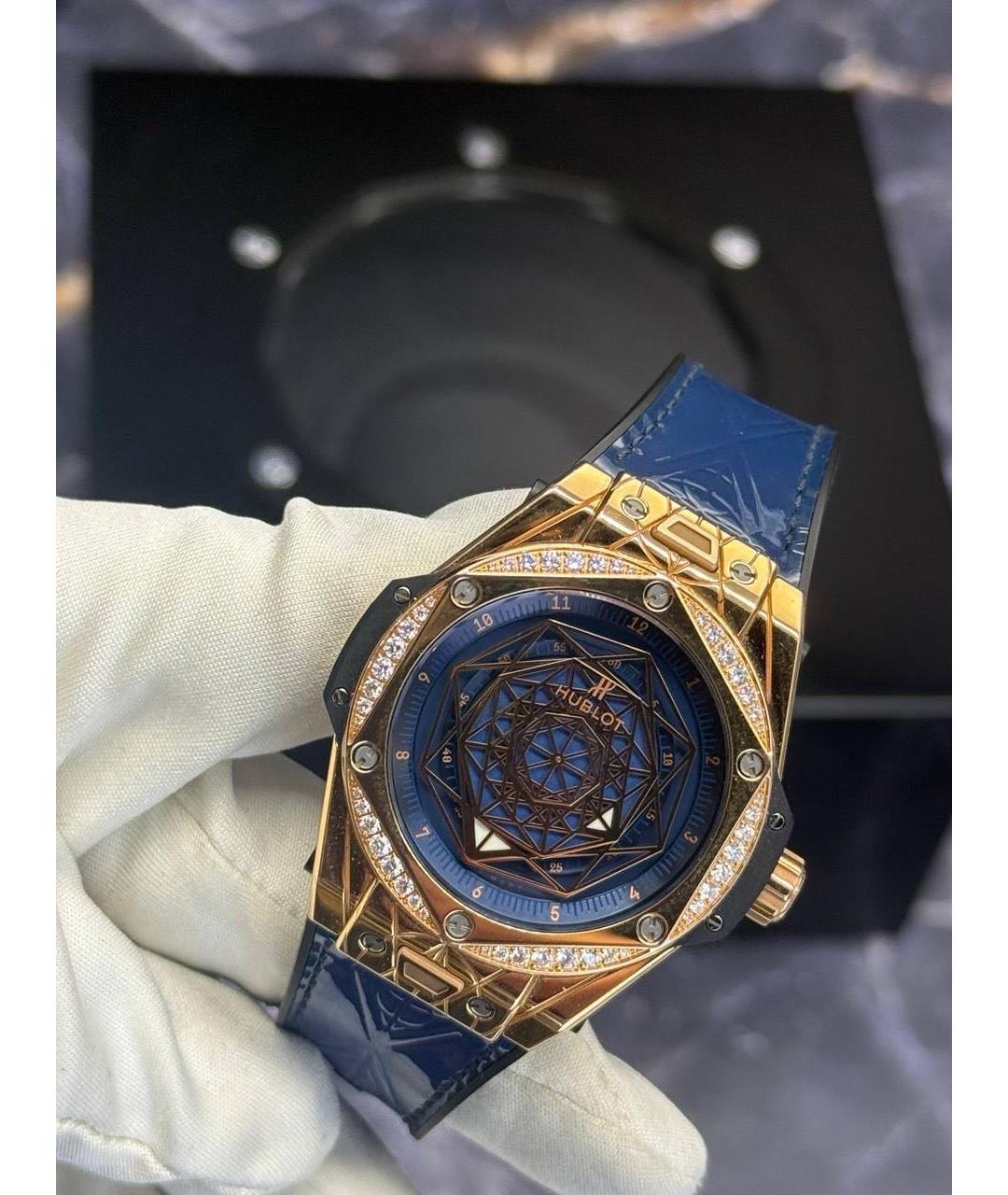HUBLOT Синие часы из розового золота, фото 5