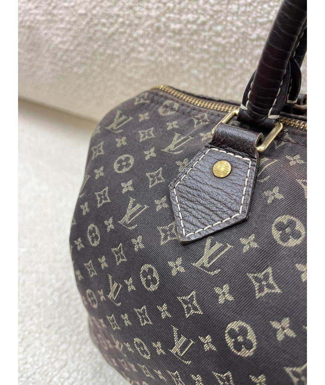 LOUIS VUITTON Коричневая деним сумка с короткими ручками, фото 8