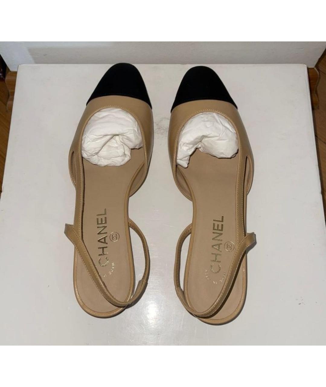 CHANEL Бежевые кожаные балетки, фото 6